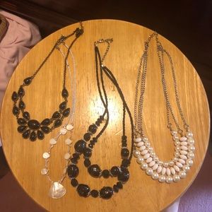 4 Necklaces. White & Black